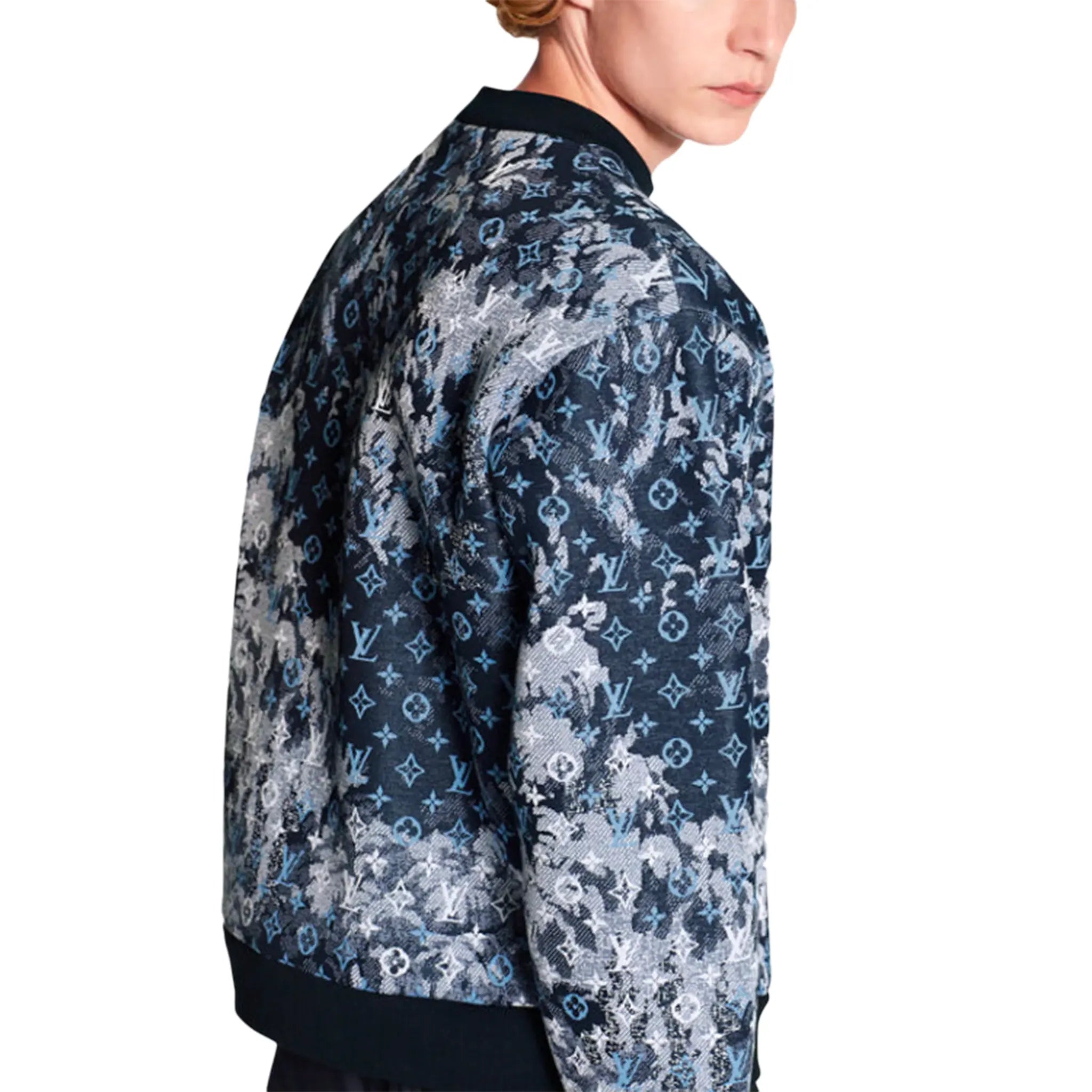 Side View of Preloved - Louis Vuitton LV Monogram Tapestry Blue Sweatshirt 1A8H2X